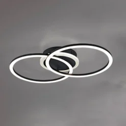 Plafón LED Venida en diseño de anillo, negro