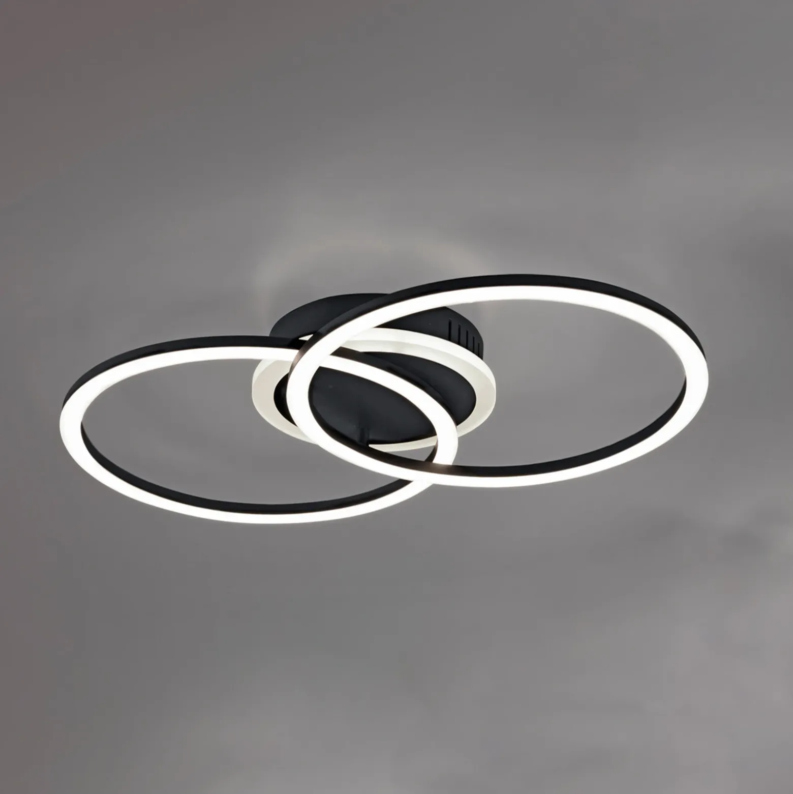 Plafón LED Venida en diseño de anillo, negro