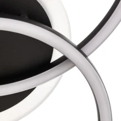 Plafón LED Venida en diseño de anillo, negro