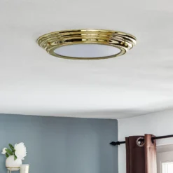 Plafón LED Welland IP44, latón pulido