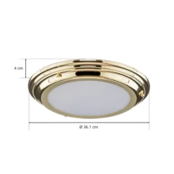 Plafón LED Welland IP44, latón pulido