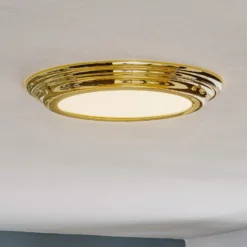 Plafón LED Welland IP44, latón pulido