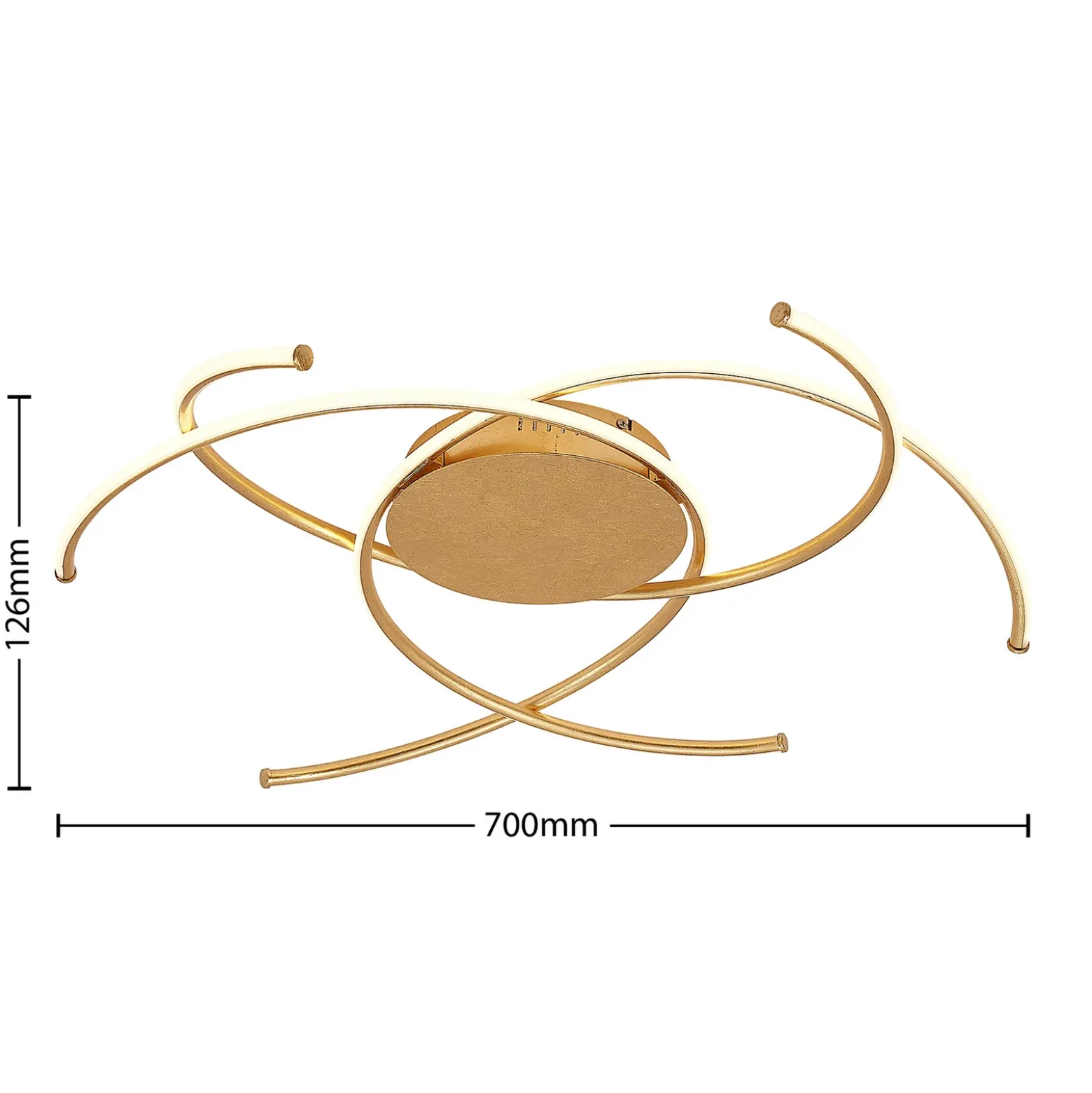 Plafón LED Yareli de Lindby, dorado, metal, Ø 70 cm