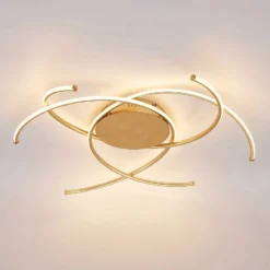 Plafón LED Yareli de Lindby, dorado, metal, Ø 70 cm