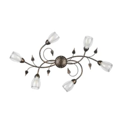 Plafón Liliana, 6 luces, negro, rojo dorado, metal