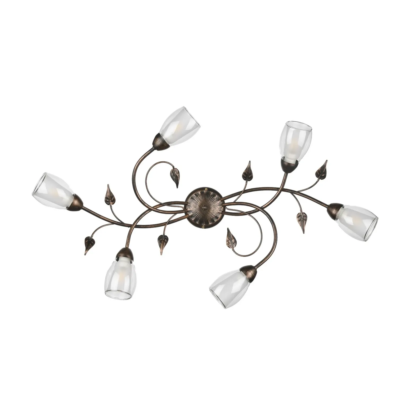 Plafón Liliana, 6 luces, negro, rojo dorado, metal