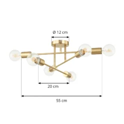 Plafón Lindby Aloria, 6 luces, dorado, metal, E27