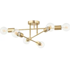 Plafón Lindby Aloria, 6 luces, dorado, metal, E27