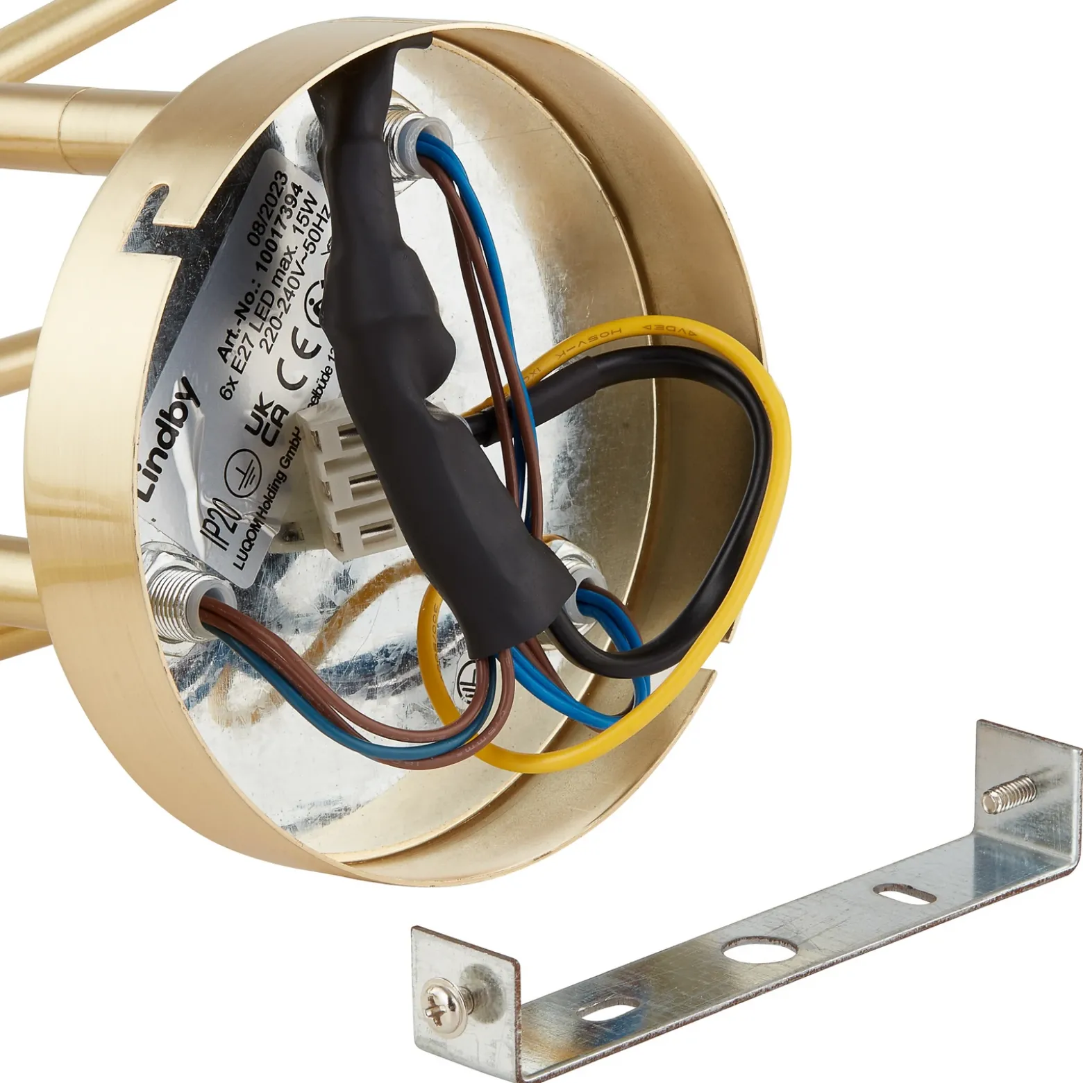 Plafón Lindby Aloria, 6 luces, dorado, metal, E27