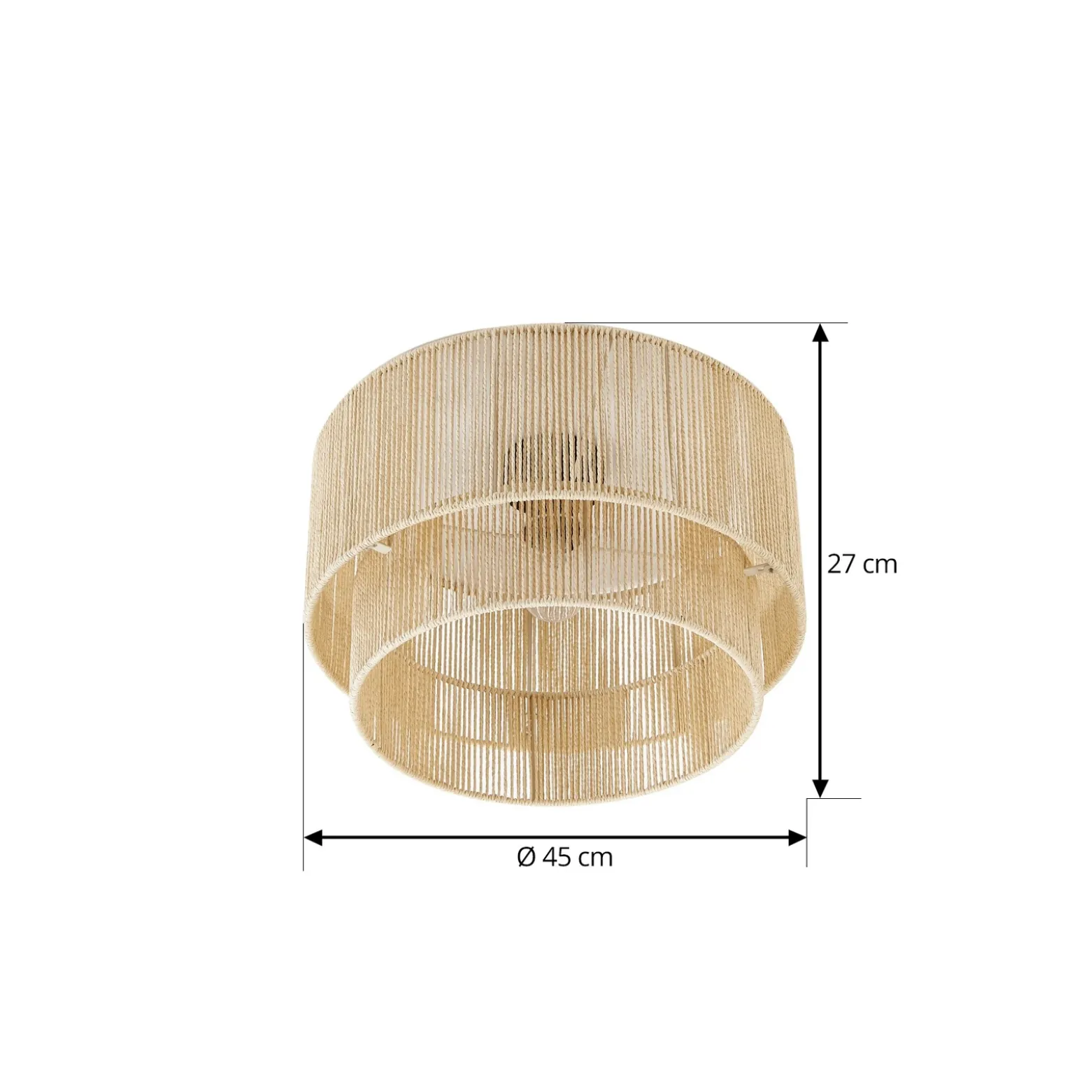 Plafón Lindby Anuva, beige natural, papel, Ø 45 cm