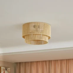 Plafón Lindby Anuva, beige natural, papel, Ø 45 cm