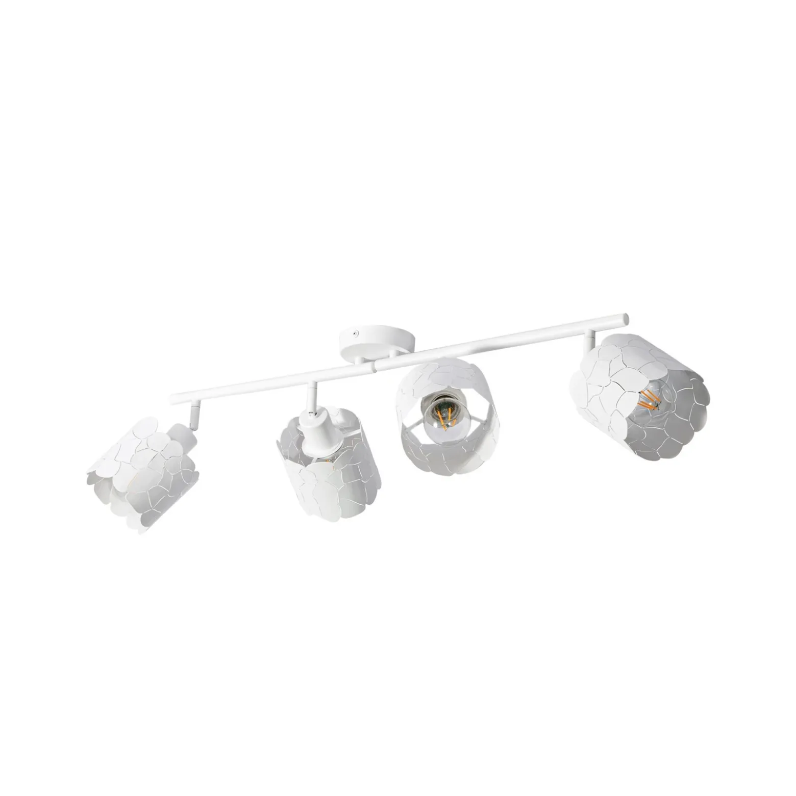Plafón Lindby Aralena, blanco, 4 luces, longitud 97 cm