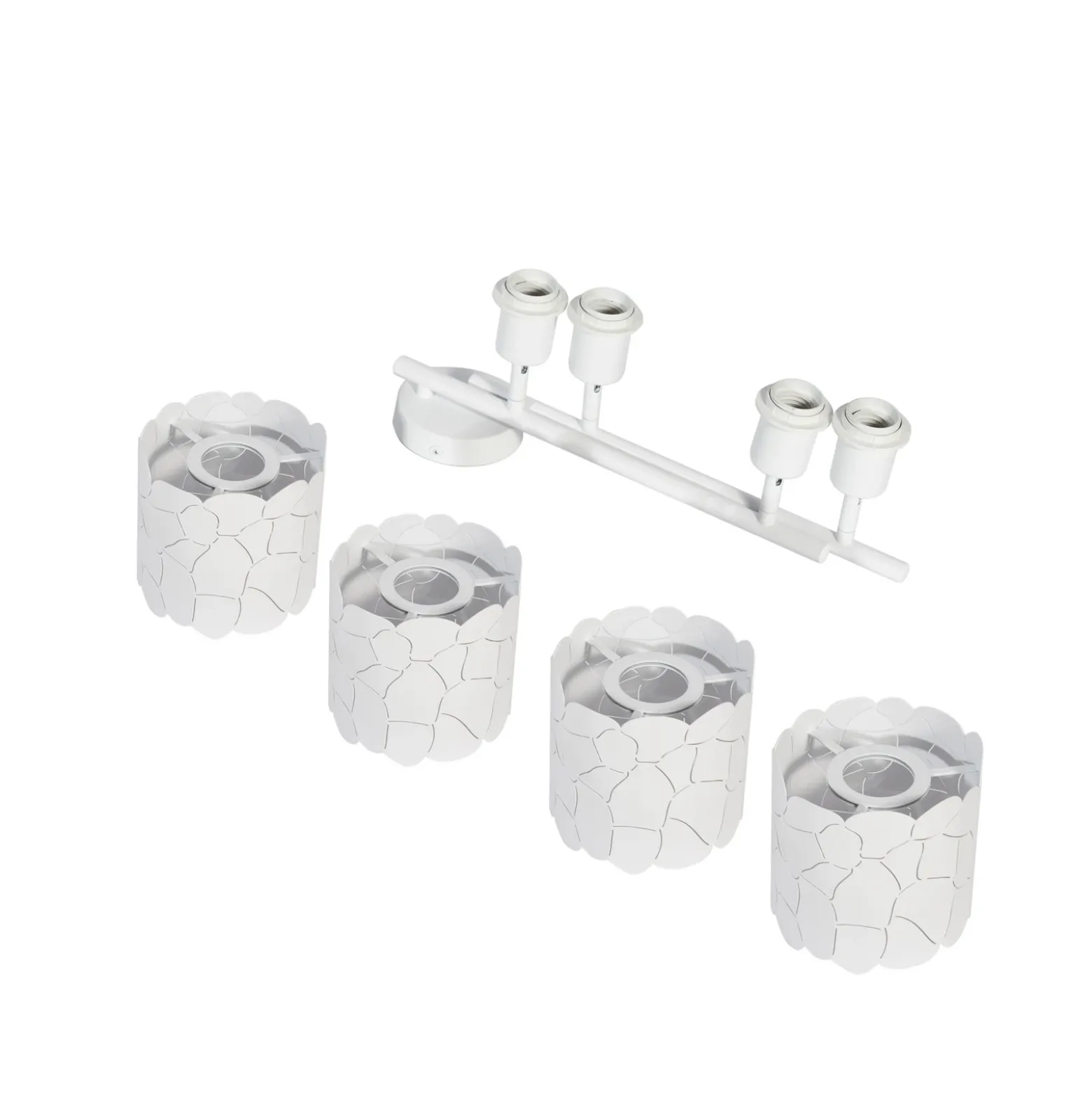 Plafón Lindby Aralena, blanco, 4 luces, longitud 97 cm
