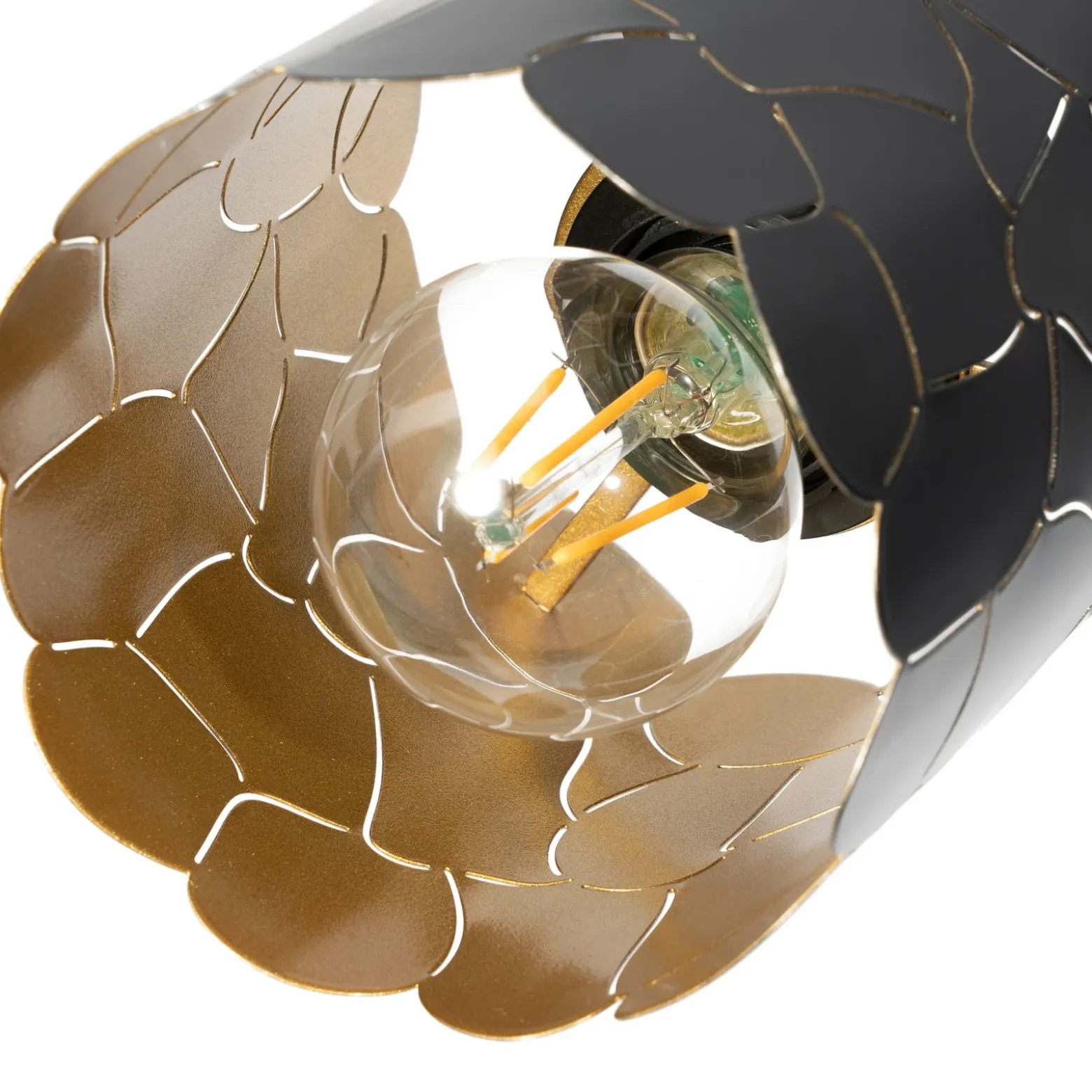 Plafón Lindby Aralena, negro/oro, 4 luces, longitud 97cm