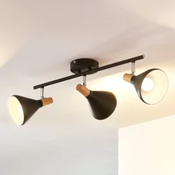Plafón Lindby Arina, 53 cm, negro, 3 luces, E14