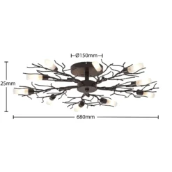 Plafón Lindby Bigna, Ø 68 cm, 10 luces, cristal, metal