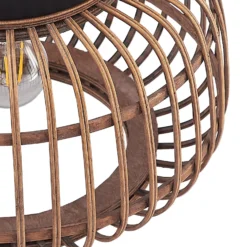 Plafón Lindby Bominio, Ø 33 cm, ratán, madera, E27