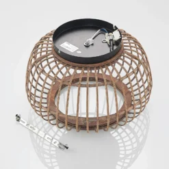 Plafón Lindby Bominio, Ø 40 cm, ratán, madera, E27