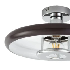 Plafón Lindby Branford, estilo retro, Ø 35 cm, marrón, metal