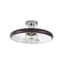 Plafón Lindby Branford, estilo retro, Ø 35 cm, marrón, metal