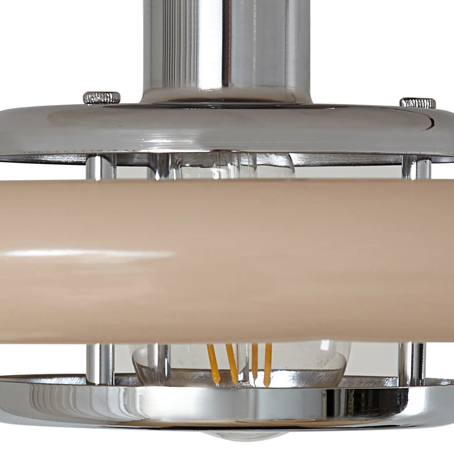 Plafón Lindby Branford, retro, Ø 35 cm, beige, metal