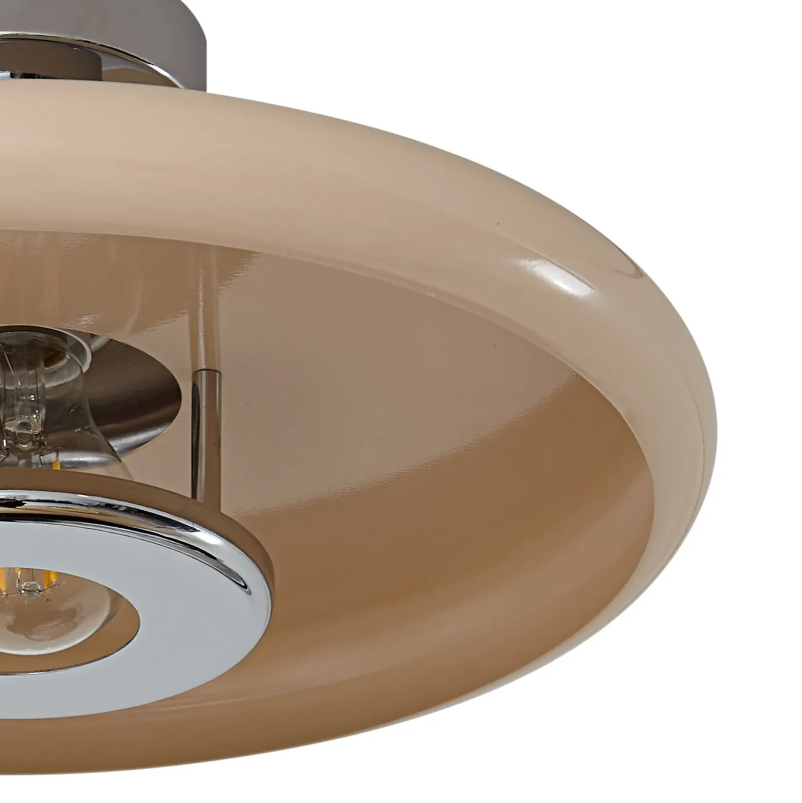 Plafón Lindby Branford, retro, Ø 35 cm, beige, metal