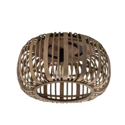 Plafón Lindby Canyana, natural, ratán, Ø 40 cm