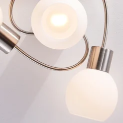 Plafón Lindby Ciala, 43 cm, 4 luces, color níquel, cristal