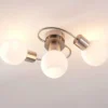 Plafón Lindby Ciala, 3 luces, color níquel, cristal