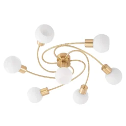 Plafón Lindby Ciala, 7 luces, color latón, cristal