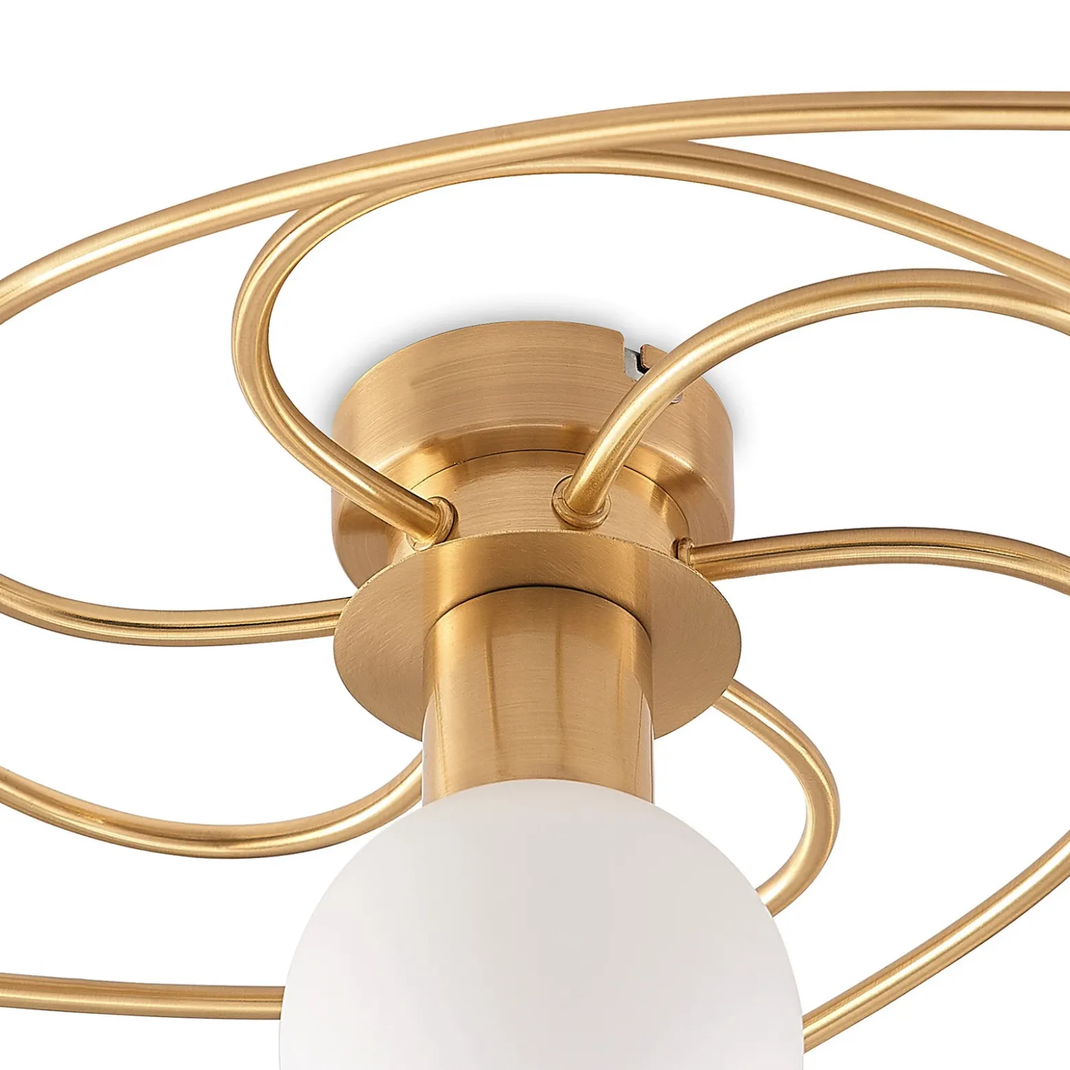 Plafón Lindby Ciala, 7 luces, color latón, cristal