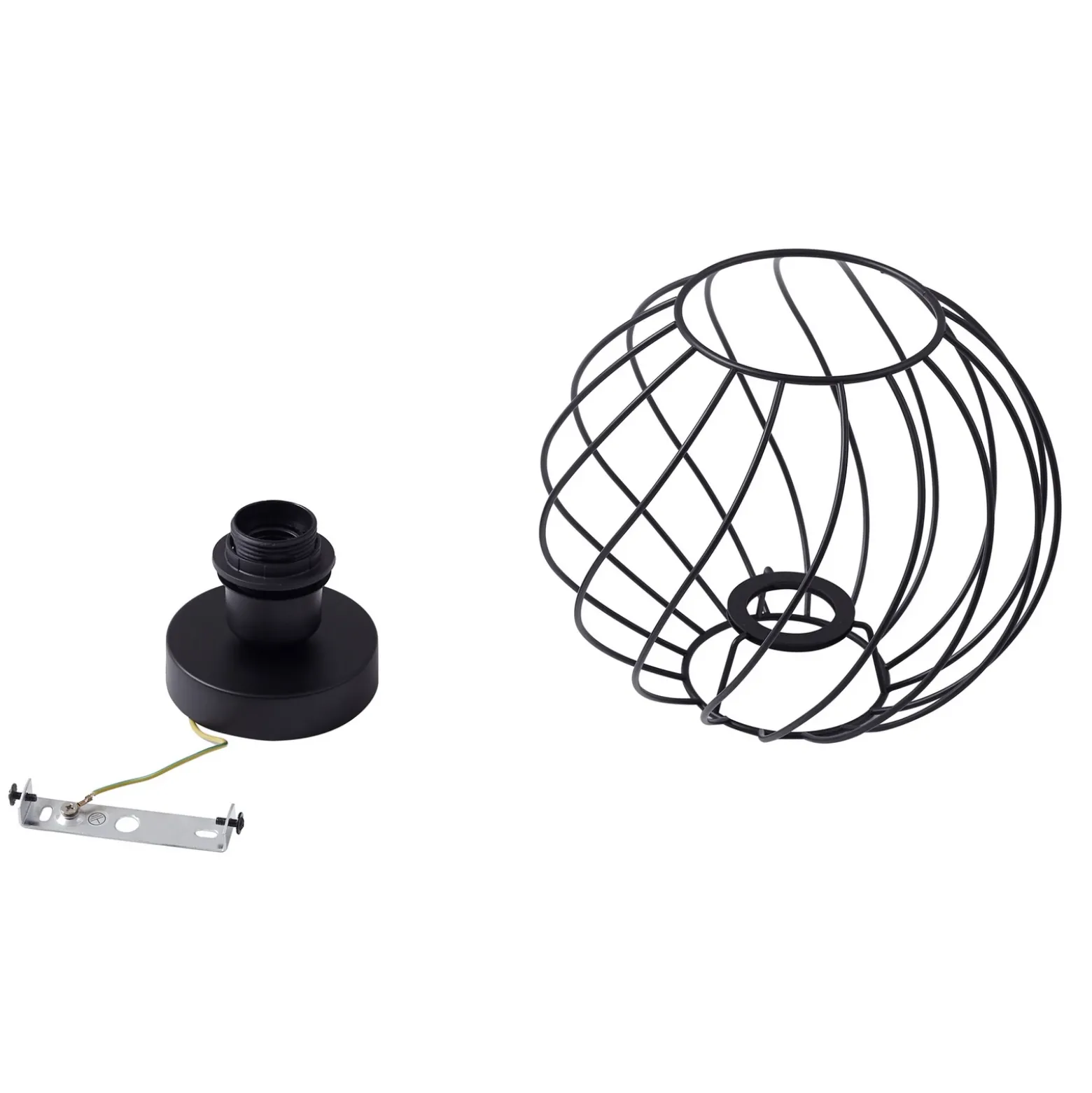 Plafón Lindby Danika, Ø 25 cm, negro, metal