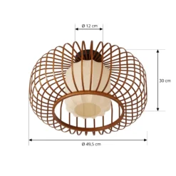 Plafón Lindby Davella, Ø 50 cm,bambú, textil