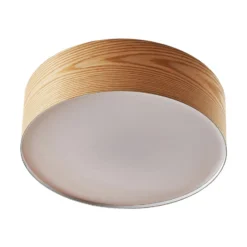 Plafón Lindby Dominic, Ø 45 cm, 3 luces, madera