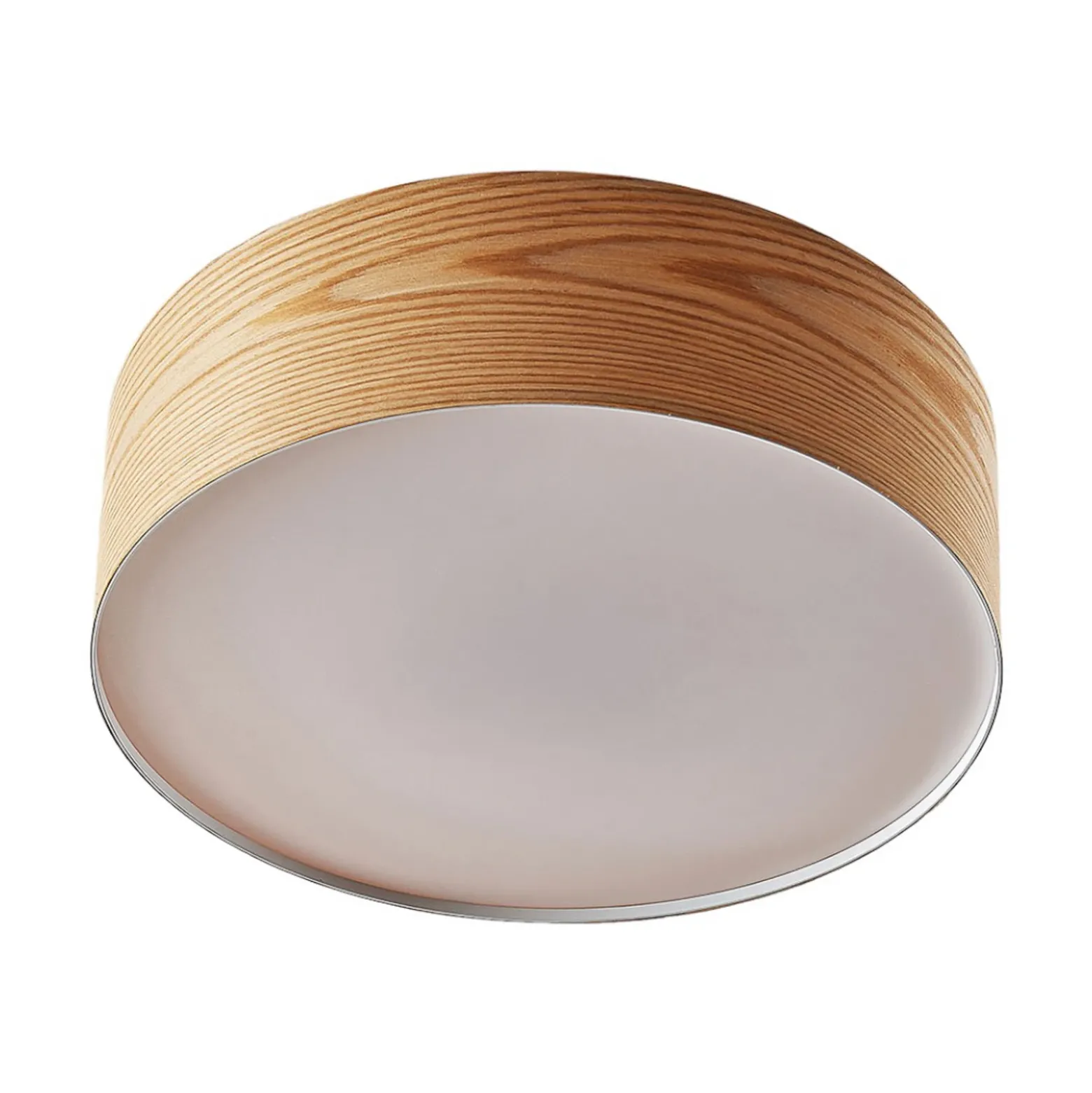 Plafón Lindby Dominic, Ø 45 cm, 3 luces, madera