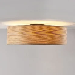 Plafón Lindby Dominic, Ø 45 cm, 3 luces, madera