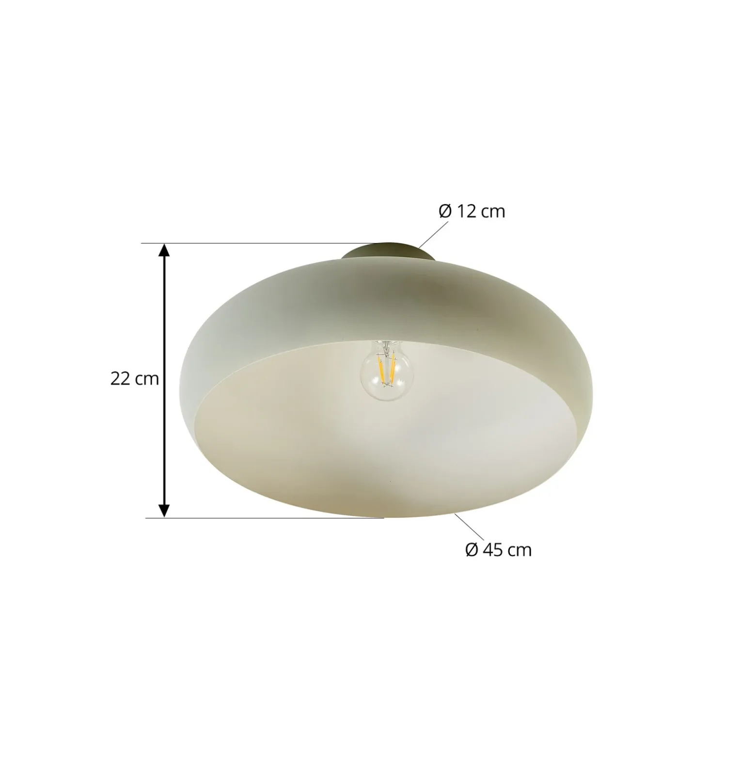Plafón Lindby Elover, verde claro, Ø 45 cm, hierro