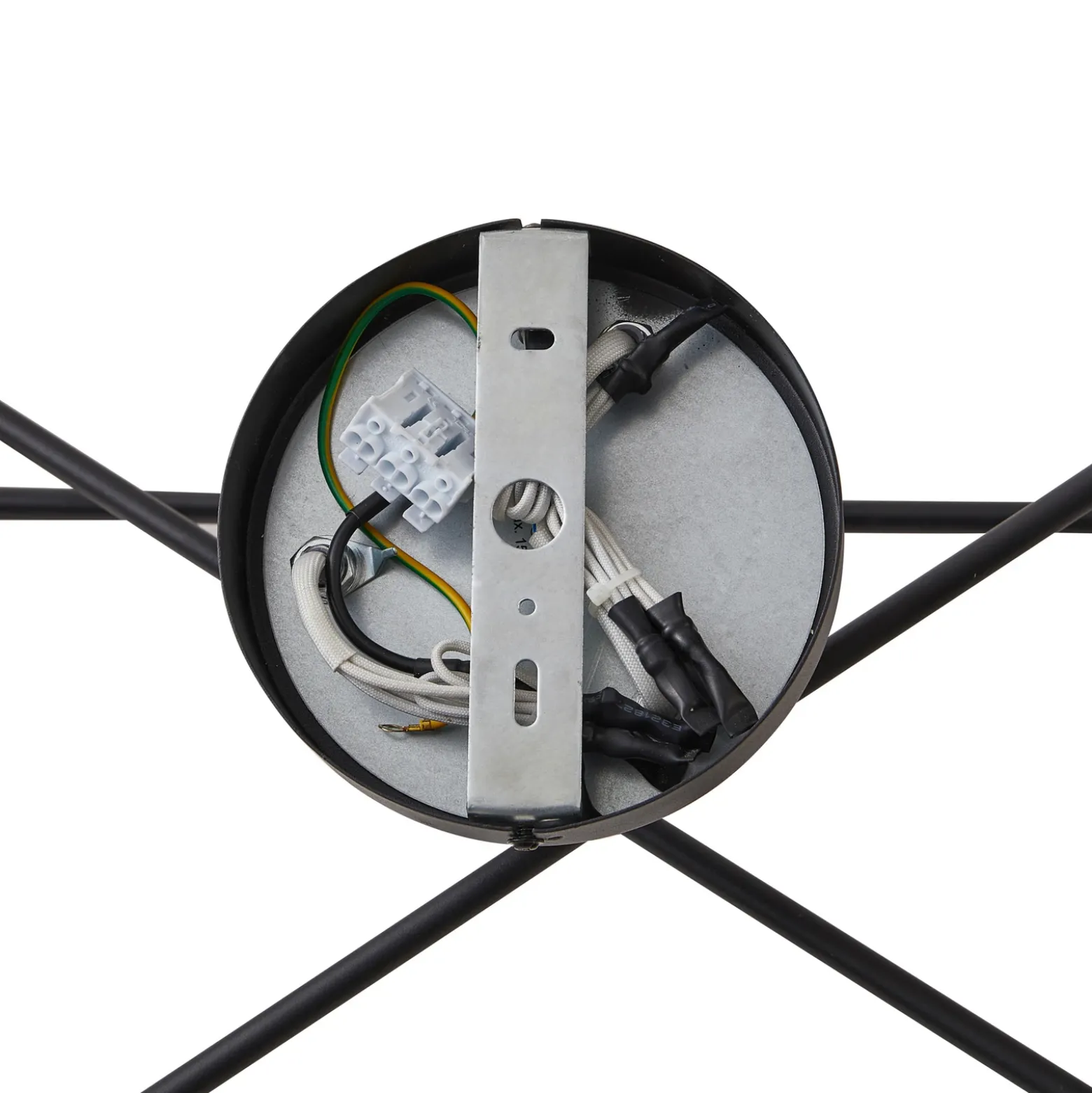 Plafón Lindby Estar, negro, de metal, 6 luces, Ø 56 cm