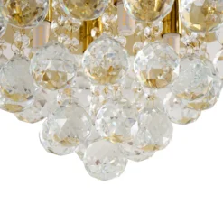 Plafón Lindby Gillion, 4 luces, dorada, cristal, Ø 35 cm