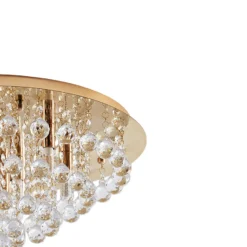 Plafón Lindby Gillion, 8 luces, dorado, cristal, Ø 55cm