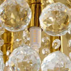 Plafón Lindby Gillion, 4 luces, dorada, cristal, Ø 35 cm