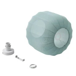 Plafón Lindby Helin, azul, tela, Ø 35 cm
