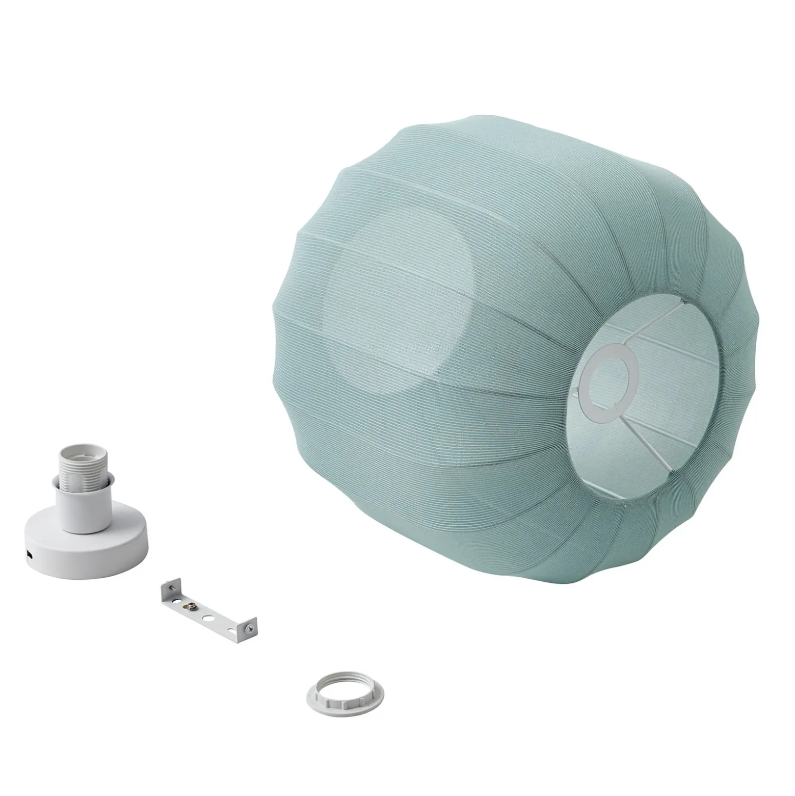 Plafón Lindby Helin, azul, tela, Ø 35 cm