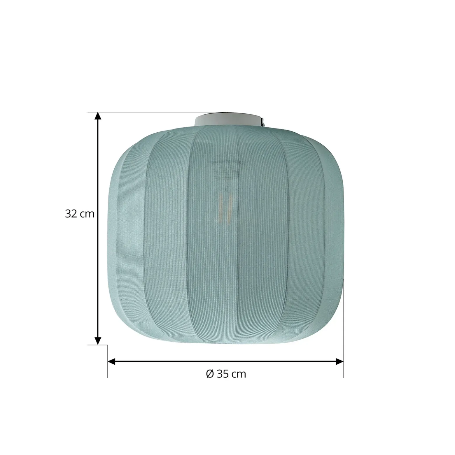 Plafón Lindby Helin, azul, tela, Ø 35 cm