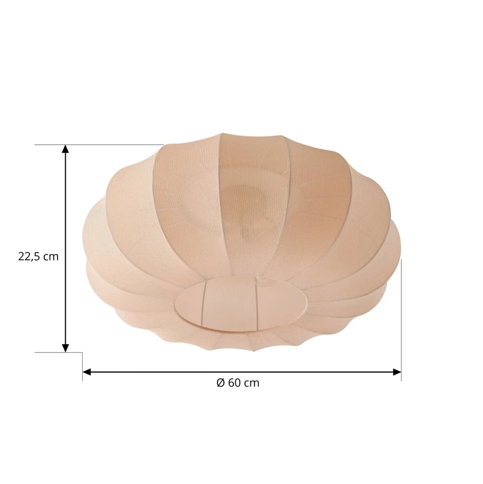 Plafón Lindby Helin, beige, Ø 60 cm, textil, 3 x E27