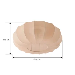 Plafón Lindby Helin, beige, Ø 60 cm, textil, 3 x E27