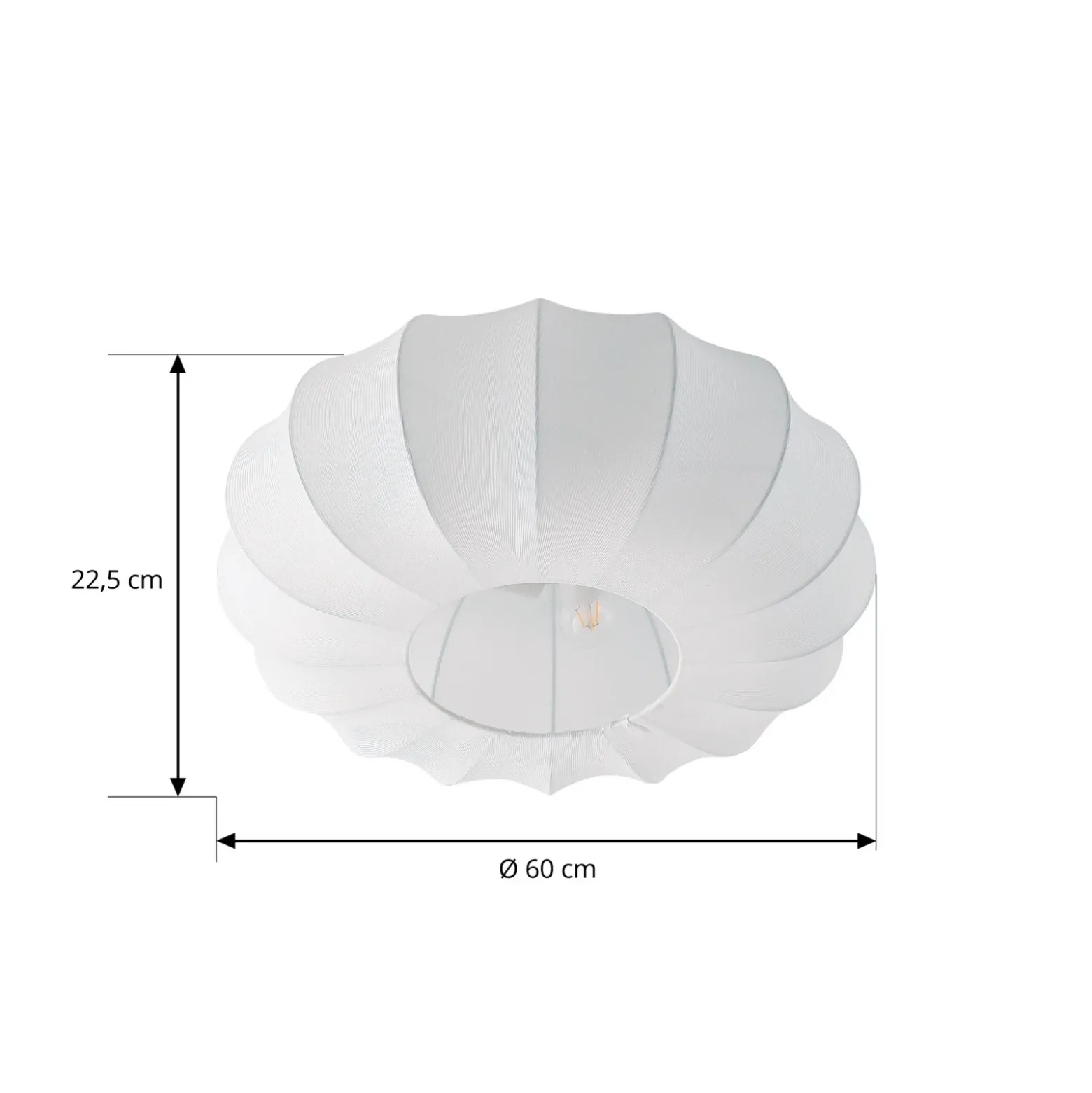 Plafón Lindby Helin, blanca, Ø 60 cm, textil, 3 x E27
