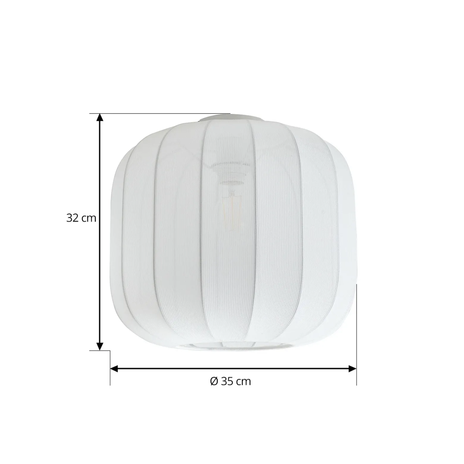 Plafón Lindby Helin, blanco, tela, Ø 35 cm