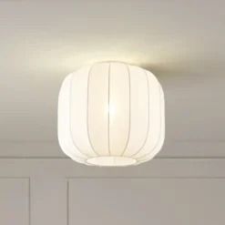 Plafón Lindby Helin, blanco, tela, Ø 35 cm