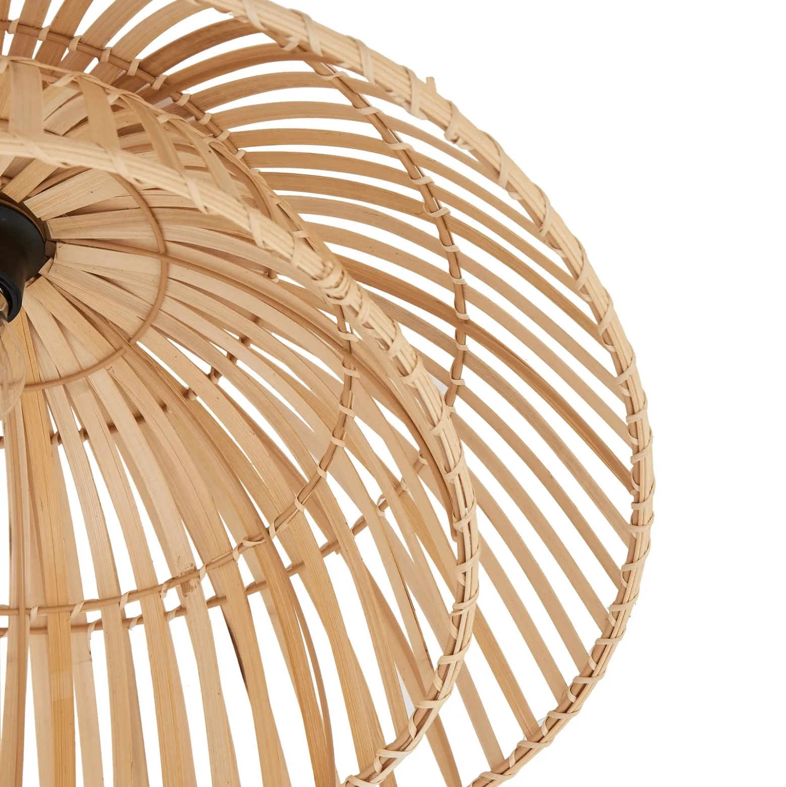 Plafón Lindby Ilajus, Ø 62 cm, bambú natural